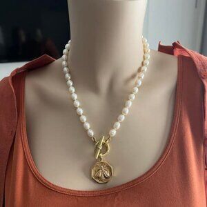 SLANE 18" CONVERTIBLE PEARL NECKLACE w/ 18KYG DIAMOND TOGGLE CLOSURE